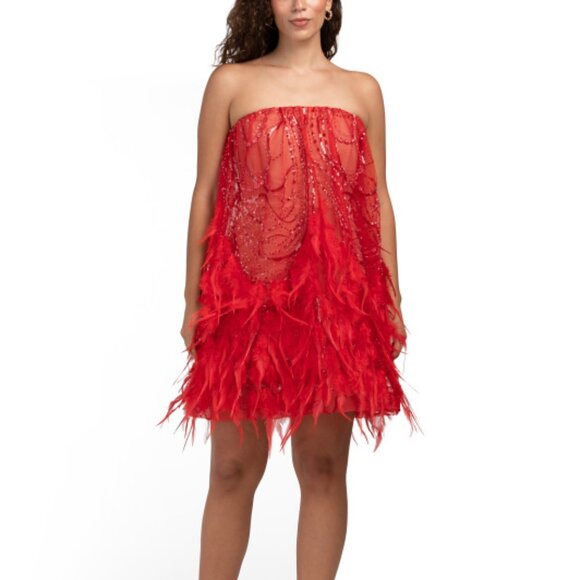HELSI Stevie Strapless Feather Mini Dress - Picture 2 of 3